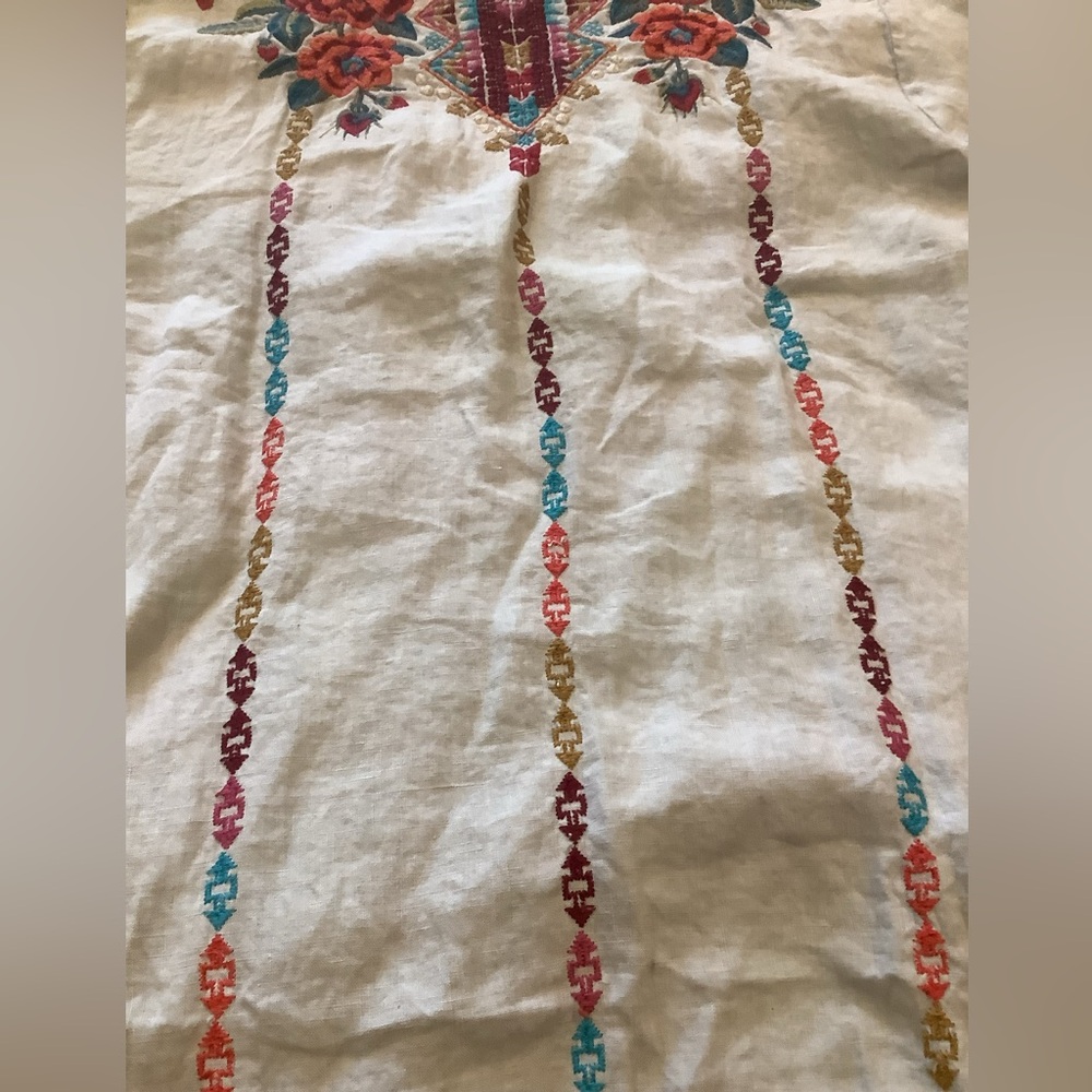 Johnny Was Short Sleeve Linen Tunic with Colorful Embroidery, Size XXL. - Picture 14 of 15
